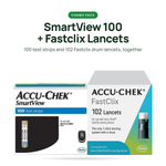 Accu-Chek SmartView 100 count test strips and Accu-Chek Fastclix 102 count lancets combo