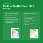 OneTouch Ultra 100ct Test Strips + UltraSoft 2 Lancets 100ct Combo