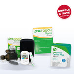 OneTouch Verio Flex meter starter kit with 100 Verio test strips and 100 Delica Plus 33G lancets