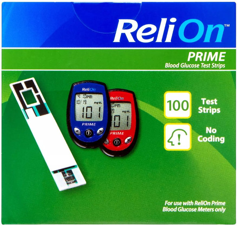 ReliOn Prime Blood Glucose Test Strips, 100 Count - Affordable OTC
