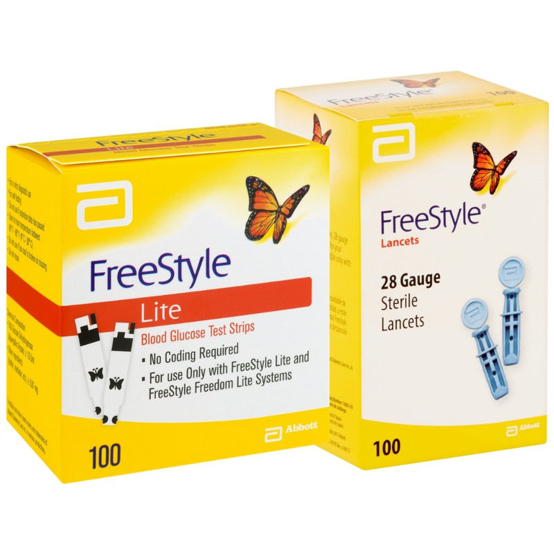 Freestyle Lite and Lancets Combo - (100 Test Strips, 100 Lancets) - Affordable OTC