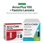 Accu-Chek Aviva Plus 100 count test strips and Accu-Chek Fastclix 102 count lancets combo