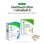 OneTouch Ultra 100ct Test Strips + UltraSoft 2 Lancets 100ct Combo