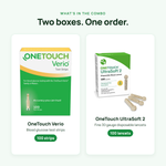 OneTouch Verio 100ct Test Strips + UltraSoft 2 Lancets 100ct Combo