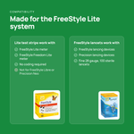 Compatibility: FreeStyle Lite and Freedom Lite meters; FreeStyle and Precision lancing devices