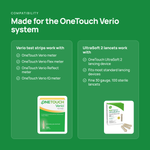 OneTouch Verio 100ct Test Strips + UltraSoft 2 Lancets 100ct Combo