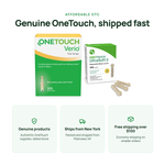 OneTouch Verio 100ct Test Strips + UltraSoft 2 Lancets 100ct Combo