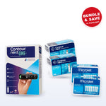 Contour Next ONE meter starter kit with 2 boxes of Contour Next test strips and 2 boxes of Microlet lancets