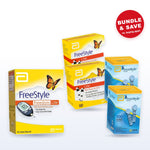 FreeStyle Freedom Lite meter starter kit with 2 boxes of FreeStyle test strips and 2 boxes of lancets