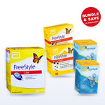 FreeStyle Lite meter starter kit with 2 boxes of FreeStyle test strips and 2 boxes of lancets