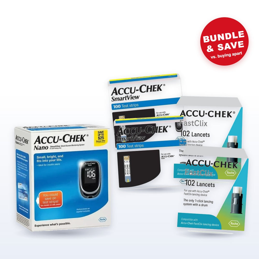 Accu-Chek Nano Starter Kit – 200 SmartView Test Strips + 204 FastClix Lancets