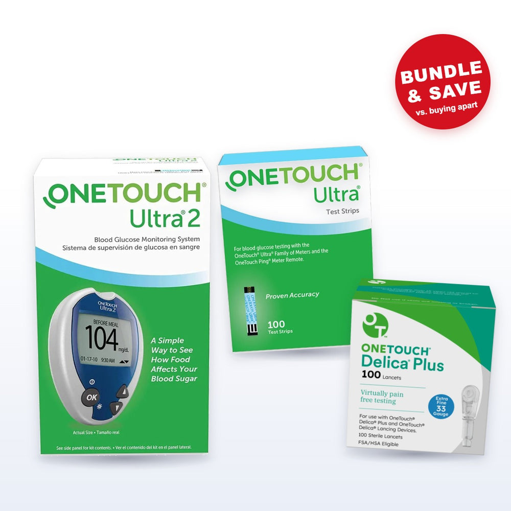 OneTouch Ultra 2 Starter Kit – 100 Test Strips + 100 Delica Plus 33G Lancets