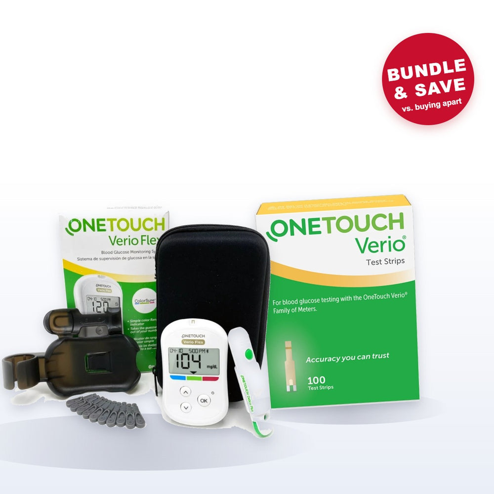 OneTouch Verio Flex meter starter kit with 100 Verio test strips