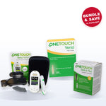 OneTouch Verio Reflect meter starter kit with 100 Verio test strips and 100 Delica Plus 30G lancets