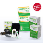 OneTouch Verio Reflect meter starter kit with 2 boxes of Verio test strips and 2 boxes of Delica Plus 30G lancets