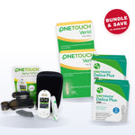 OneTouch Verio Reflect meter starter kit with 2 boxes of Verio test strips and 2 boxes of Delica Plus 33G lancets