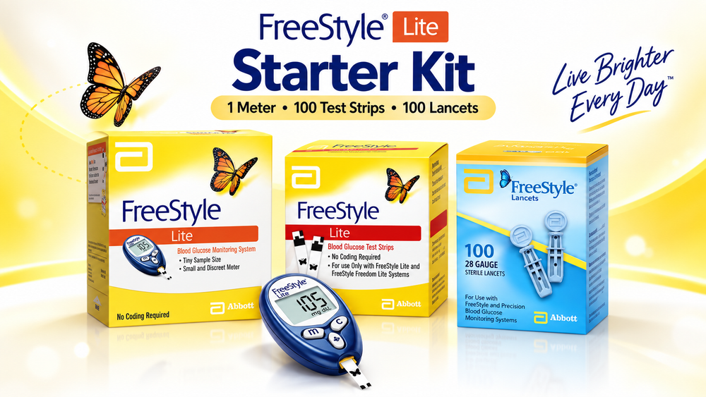 FreeStyle Lite Meter Kit - 100 Test Strips + 100 Lancets