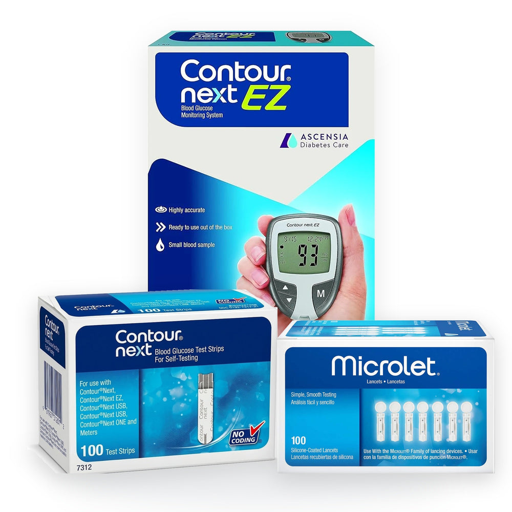 Contour Next EZ Starter Kit – 100 Test Strips + 100 Microlet Lancets