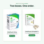 OneTouch Ultra 100ct Test Strips + UltraSoft 2 Lancets 100ct Combo - Affordable OTC