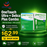 OneTouch Ultra and Delica Plus 33G Lancet Combo (100 Strips, 100 Lancets) - Affordable OTC
