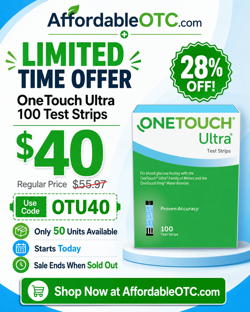 OneTouch Ultra Test Strips 100ct – Accurate, Fast Glucose Testing - Affordable OTC