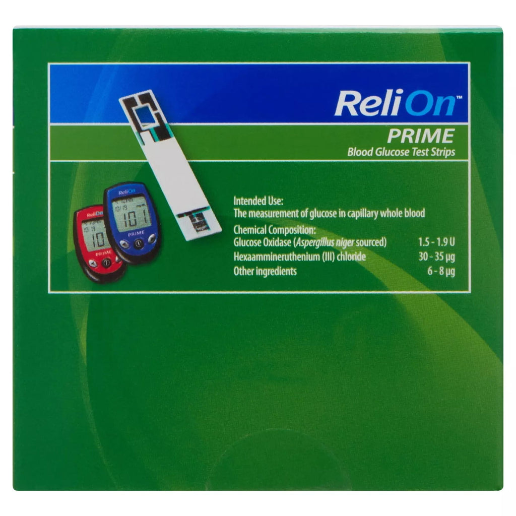 ReliOn Prime Blood Glucose Test Strips, 100 Count Affordable OTC