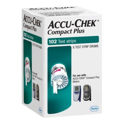 Accu Chek Compact Plus 102 Test Strips - Retail Box - Affordable OTC