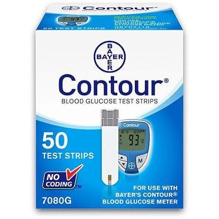 Bayer Ascensia Contour Test Strips 50 Count - 7080G - Retail Box - Affordable OTC
