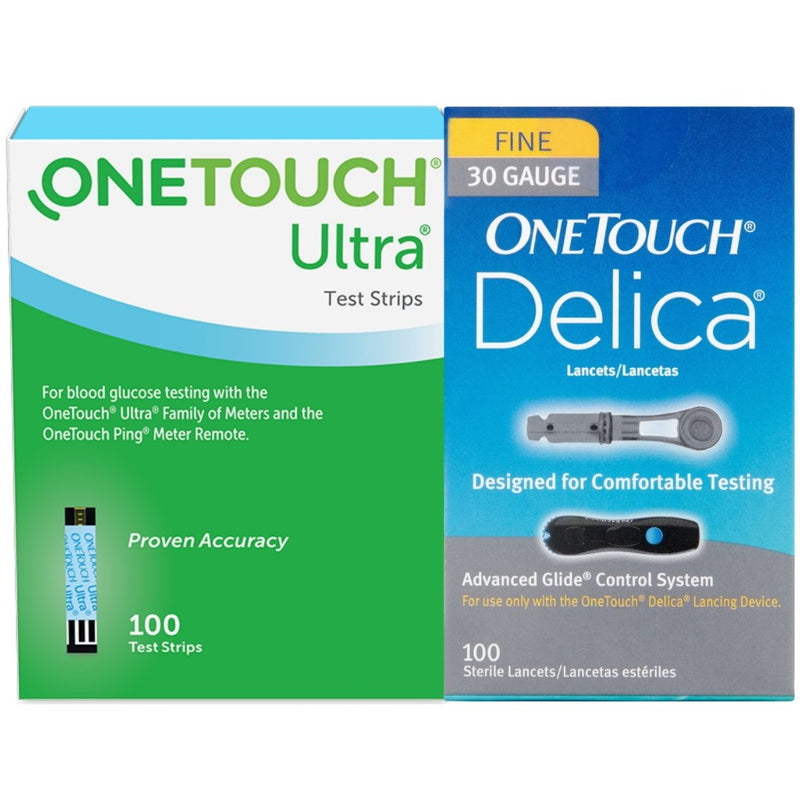 OneTouch Ultra and Delica 30G Lancets Combo (100 Strips, 100 Lancets) - Affordable OTC