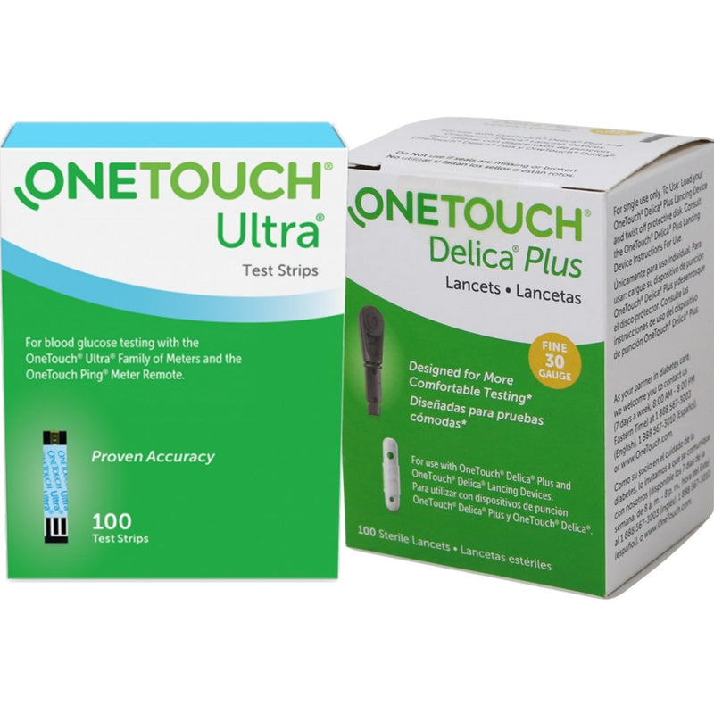 OneTouch Ultra and Delica Plus 30G Lancet Combo (100 Strips, 100 Lancets) - Affordable OTC